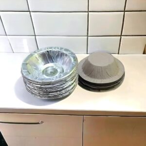 Paper Plates (DONA), Safe & Hygienic Disposable Paper Bowl for Birthday Event Office Home Outing 100 Piece, Silver